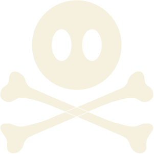 The Skallywag logo: a cartoonish skull and crossbones. The skull is a circle with two vertical ovals near the center as eyes, with crossbones beneath.